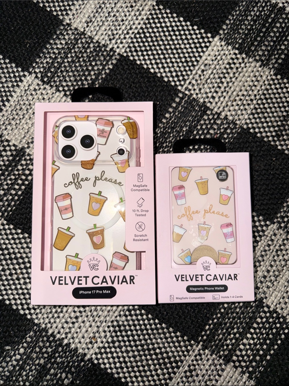 Velvet Caviar Pink Coffee Please iPhone Case with Matching Magnetic Wallet